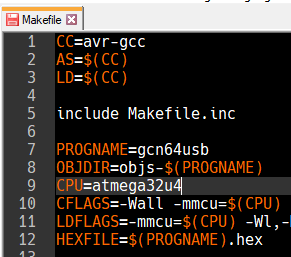 Edited contents of the makefile